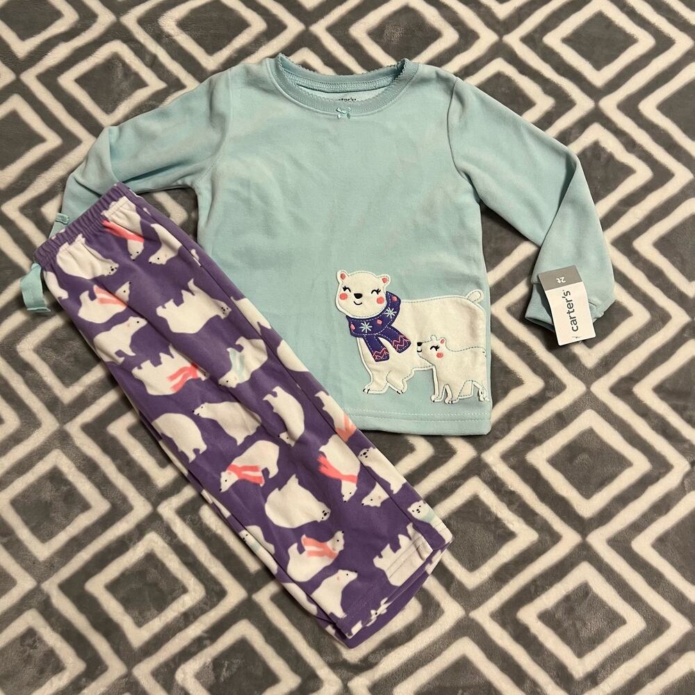 NEW Carter's Polar Bear Fleece Pajama Set Size 2T